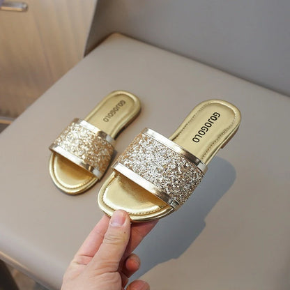 Kids Girls Rhinestones Shiny Soft Breathable Summer Sandals