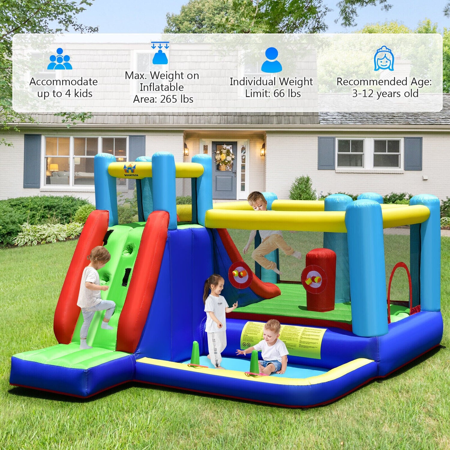 8-in-1 Kids Gaint Inflatable Bouncer W/ Slide (Without Blower) childrensterritory
