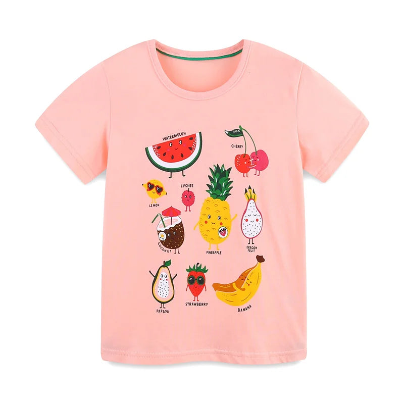 Girls Cartoon Print Casual Summer T-Shirts
