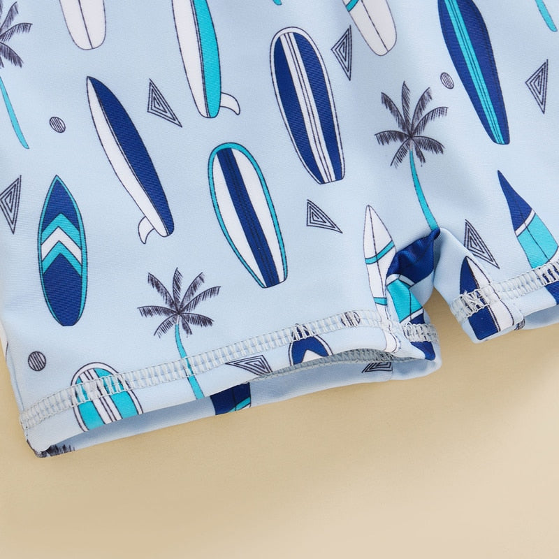 Baby Boy Surfboard and Trees Print Swimsuit childrensterritory