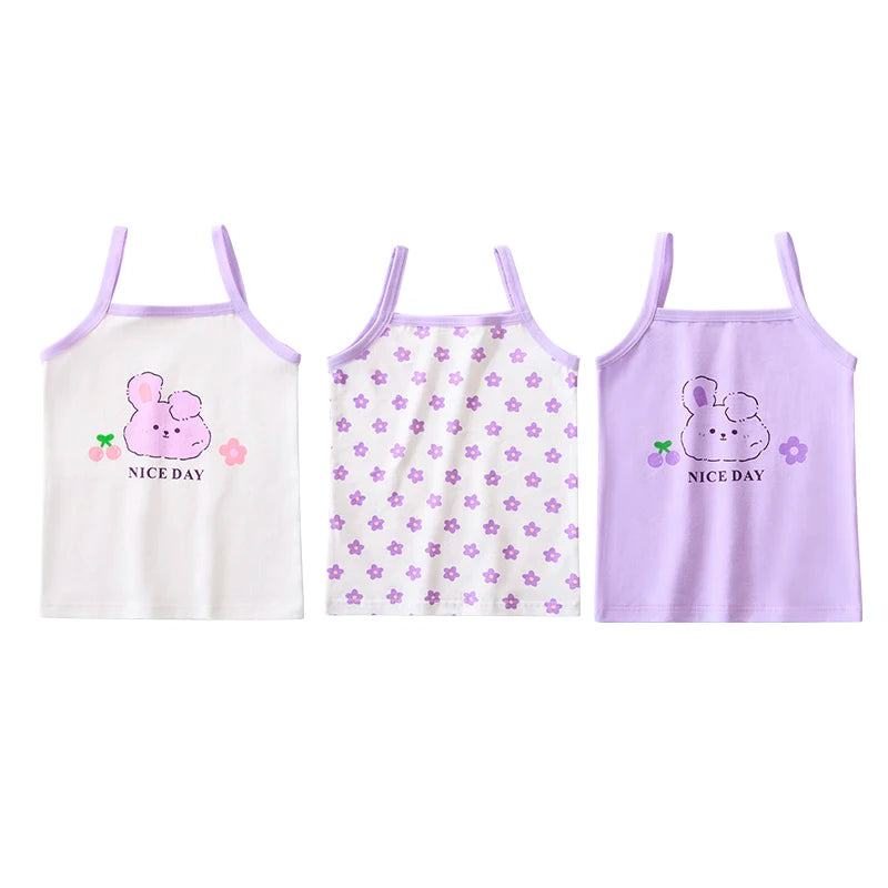 3Pc/Lot Little Girls Cartoon Design Cotton Tops