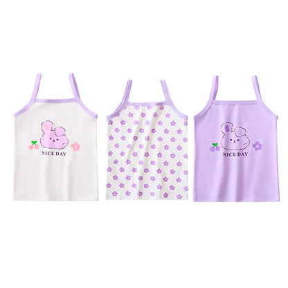 3Pc/Lot Little Girls Cartoon Design Cotton Tops