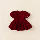 LIttle Girls' Pearl Design Thick Warm Fleece Party Dresses childrensterritory
