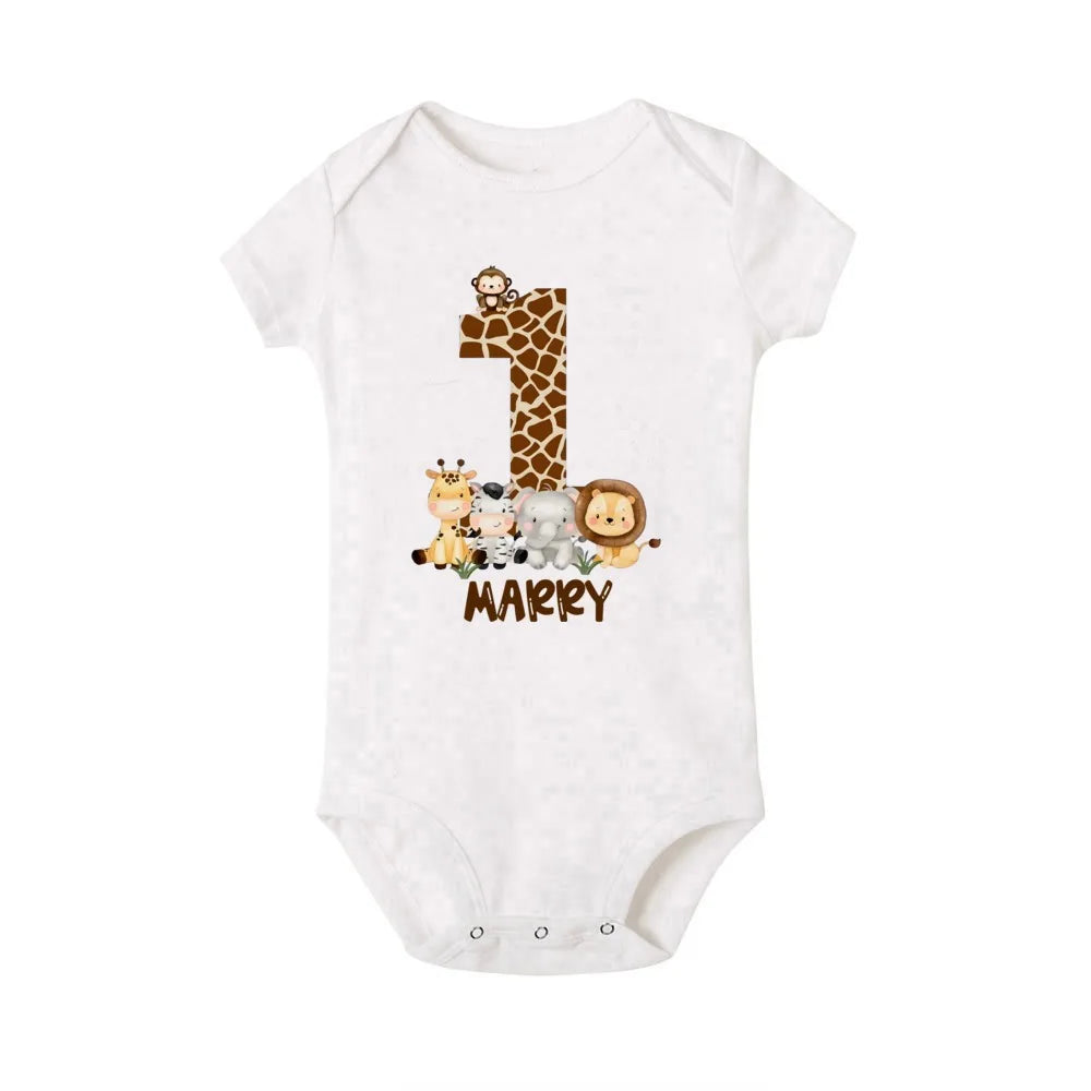 Baby Unisex First Birthday Embroidered Romper