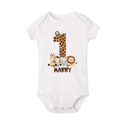 Baby Unisex First Birthday Embroidered Romper