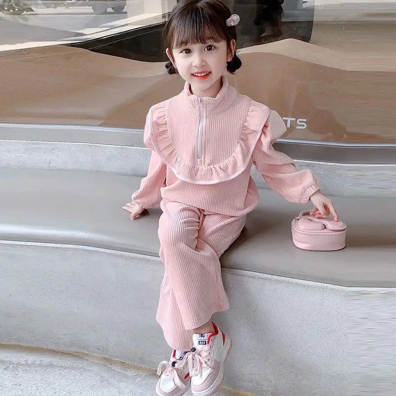 Kids Girl Korean Style Sweater + Pants Fashionable Two Piece Set childrensterritory