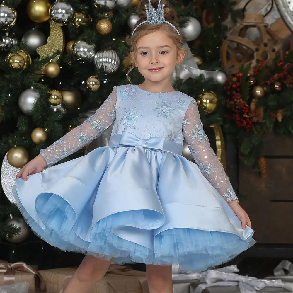 Kids Girls Sequins Princess Ball Gown for Prom Party