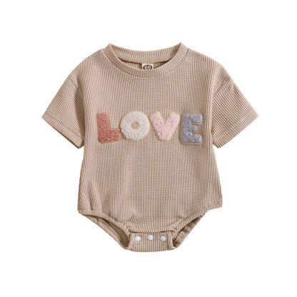 Love Embroidery Baby Unisex Summer Bodysuit childrensterritory