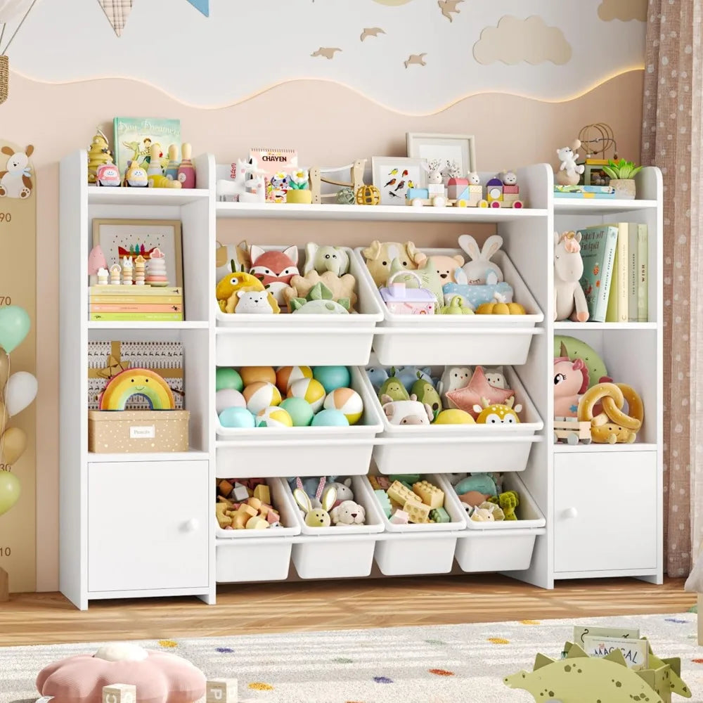 4-Tier Kids Toy Storage Organizer W/8 Removable Bins