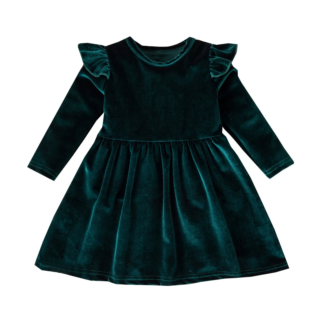 Girls’ Cozy Solid Color Long-Sleeve Winter Dresses childrensterritory