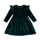 Girls’ Cozy Solid Color Long-Sleeve Winter Dresses childrensterritory