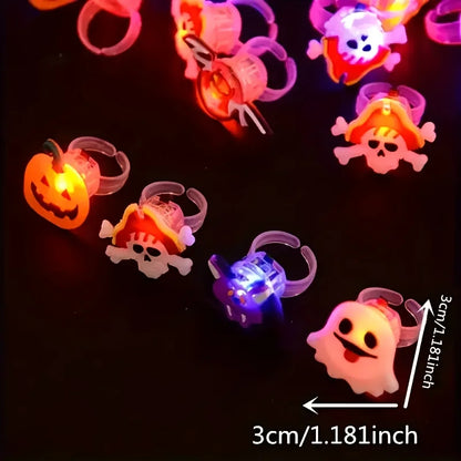 Glowing Rings with Pumpkin Ghost Skull Design for Halloween