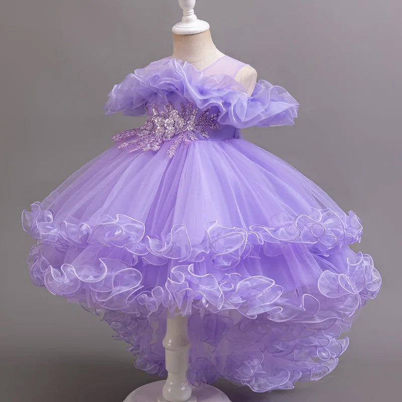 Tulle Ruffles Beaded Baby/Kids Girls Birthday Party Dress