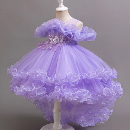 Tulle Ruffles Beaded Baby/Kids Girls Birthday Party Dress