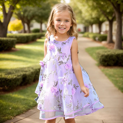 Floral Design Bohemian Style Kids Girls Summer Beach Dresses childrensterritory