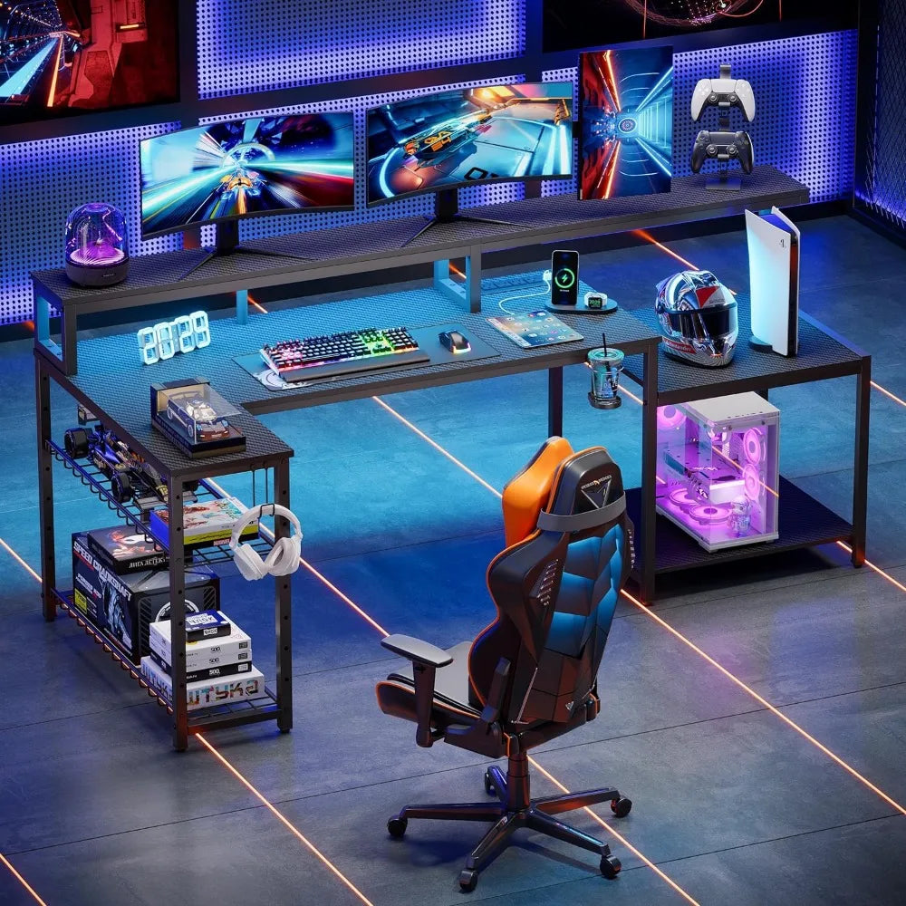 LED Computer Desk with Long Monitor Stand childrensterritory