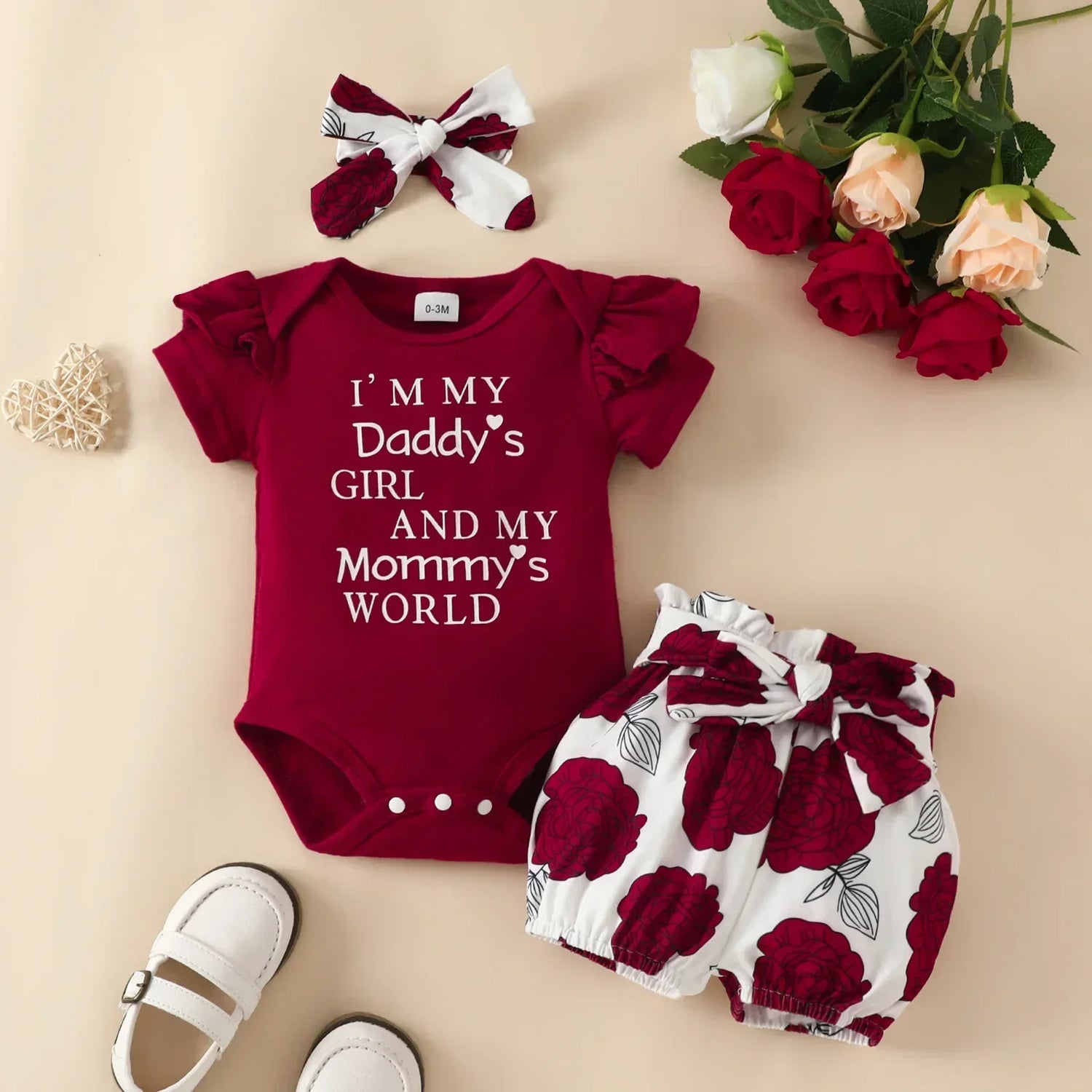 Baby Girl Soft 3Pcs Letter &amp; Floral Print Summer Outfit