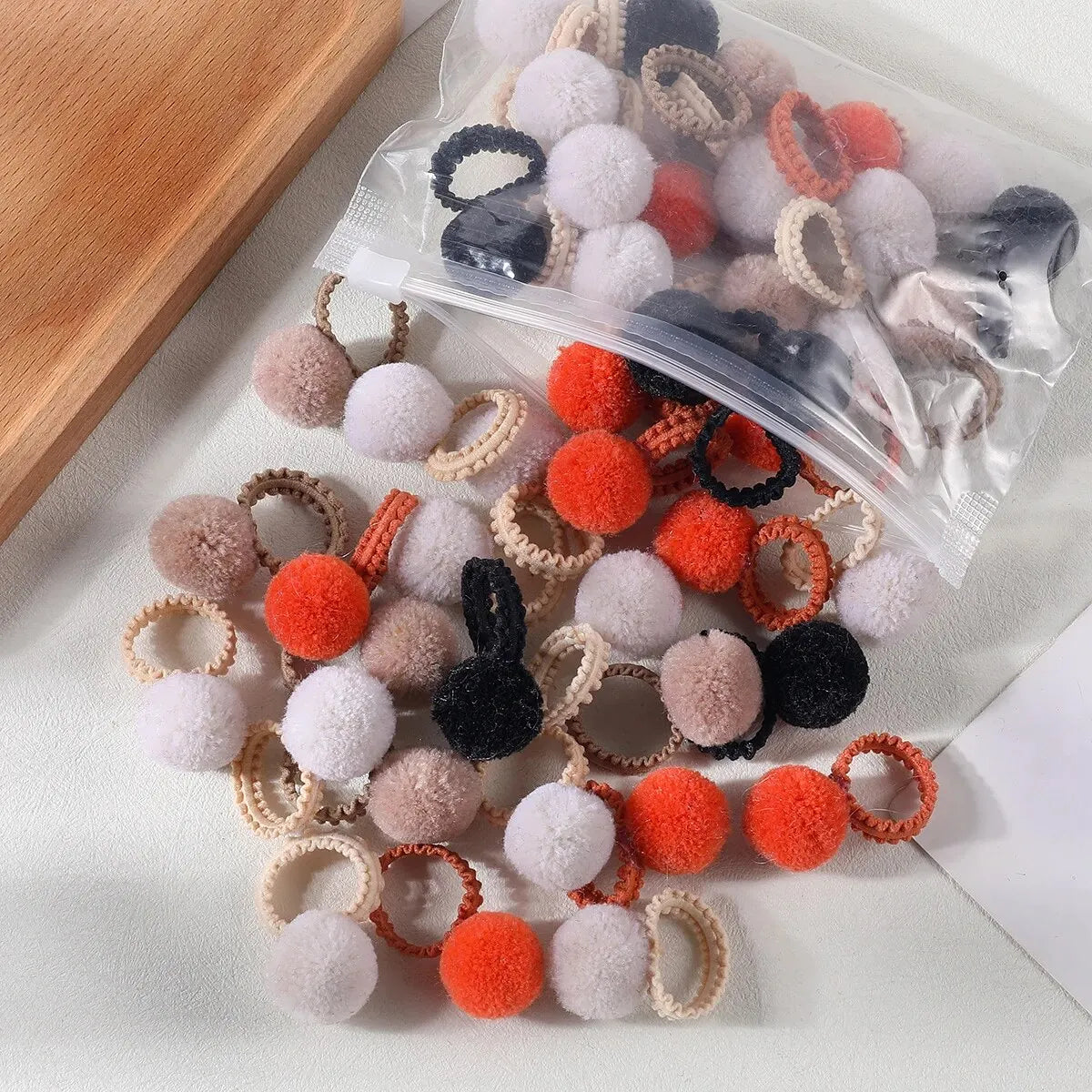 Little Girls 20Pcs Colorful Plush Ball Elastic Hair Bands childrensterritory