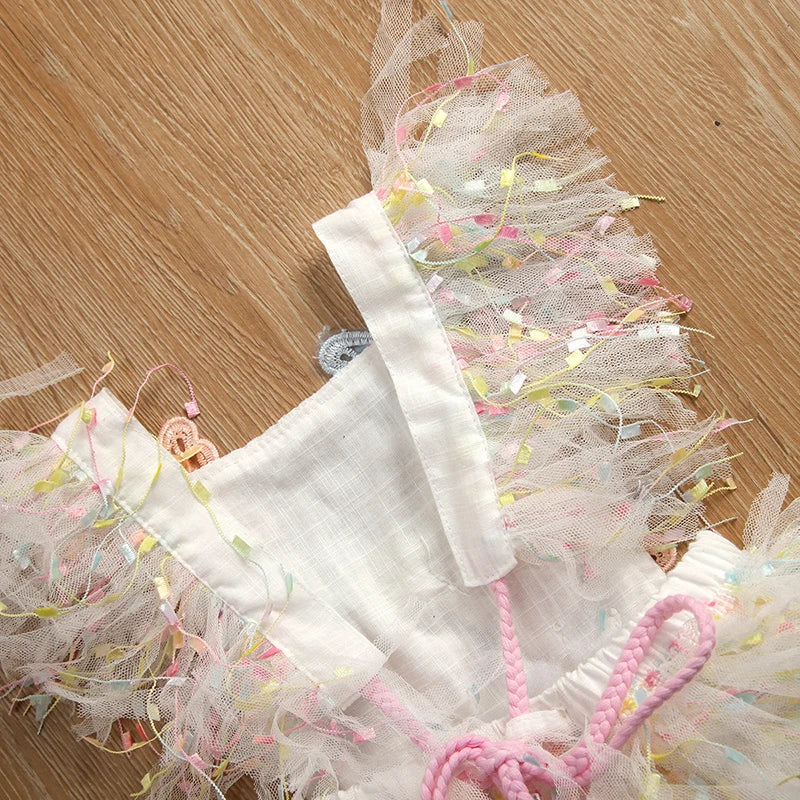 Baby Girls Cute Flower Lace Design Sleeveless Rompers