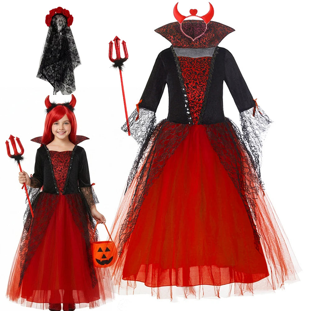 Ghost Bride Kids Girls Costume For Purim Halloween Party