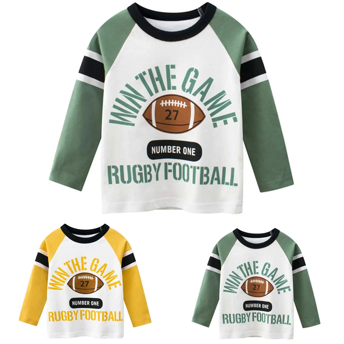 Rugby Letter Print Kids Boys Bottoming Cotton T-shirts