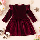 Girls’ Cozy Solid Color Long-Sleeve Winter Dresses childrensterritory