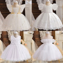 Little Girls Bow Lace Design White Baptism/Bridesmaid Dresses childrensterritory
