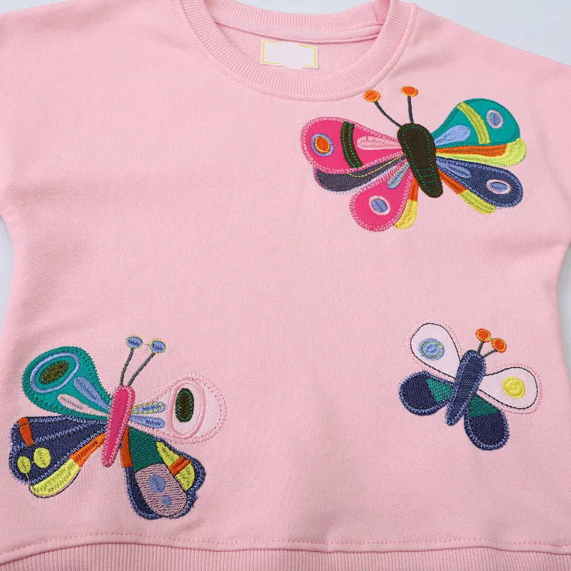 Long Sleeve Cartoon Embroidery Children Girls Sweatshirts childrensterritory