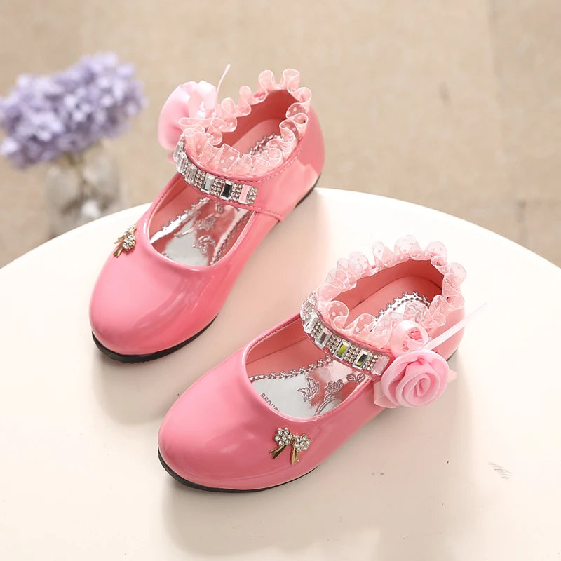 Kids Girls Elegant Beaded Princess PU Leather Sandals