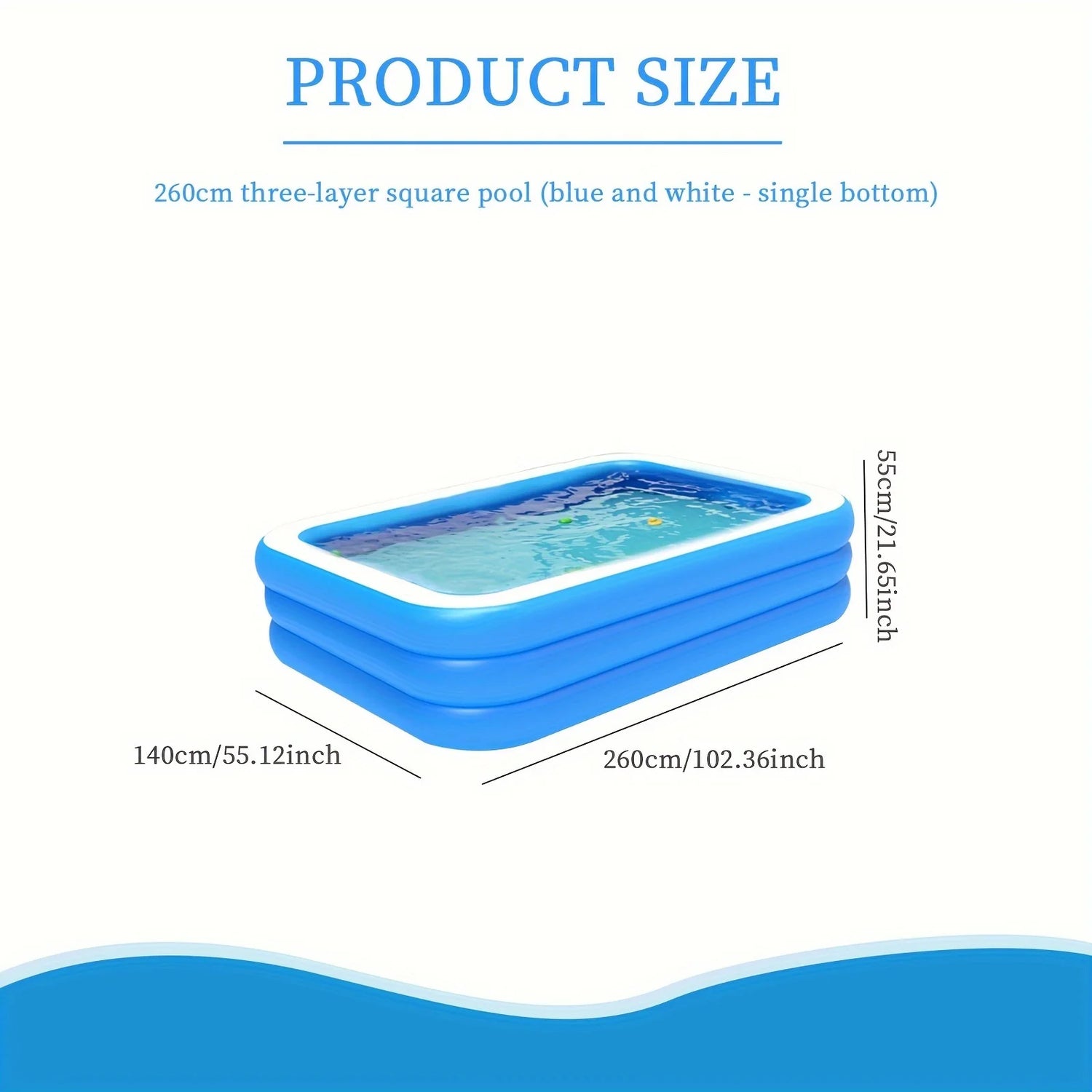 2/3M Big Rectangular Inflatable Swimming Pool for Family