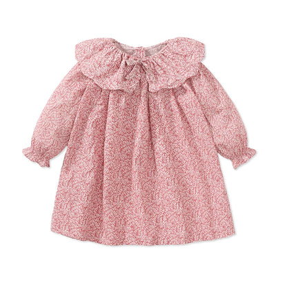 Little Girls Long Sleeves Turndown Collar Floral Princess Dress childrensterritory