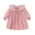 Little Girls Long Sleeves Turndown Collar Floral Princess Dress childrensterritory
