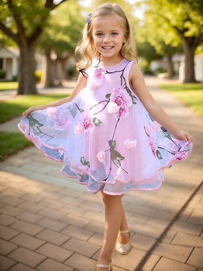 Floral Design Bohemian Style Kids Girls Summer Beach Dresses childrensterritory