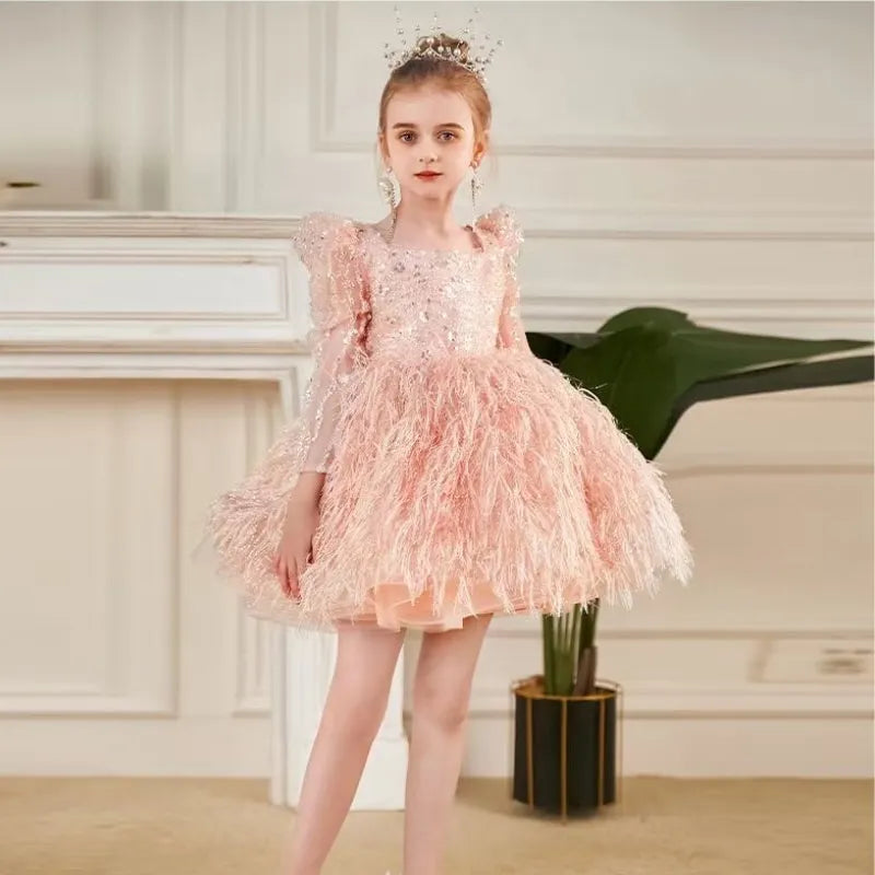 Vintage Design Glittery Pageant Tutu Dresses for Little Girls