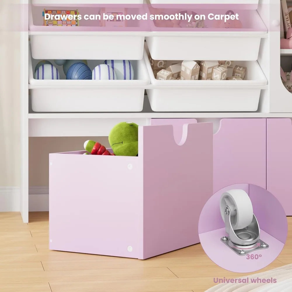 Big Toy Organizer with Six Toy Bins and Three Drawers