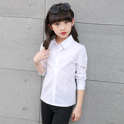 Kids Girls Casual Style White Shirt For School childrensterritory
