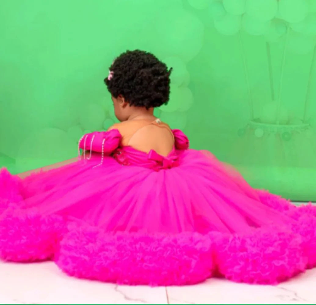 Ruffles Tulle Backless Girls Pageant Gowns For Wedding, Party childrensterritory
