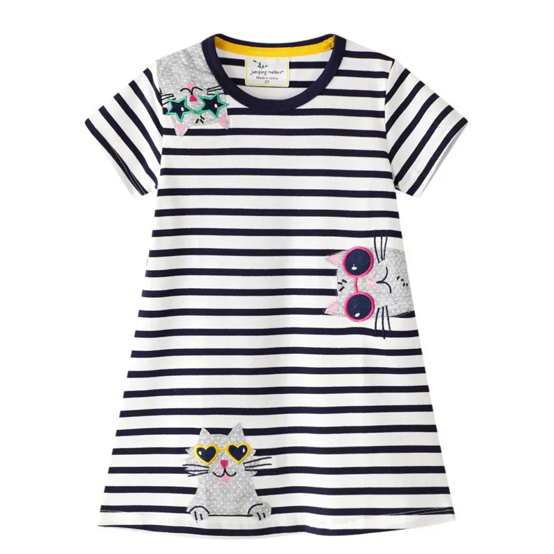 Cartoon Embroidery Design Kids Girls Summer Dresses childrensterritory