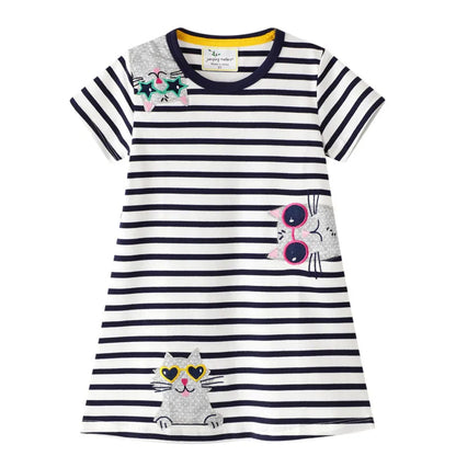 Cartoon Embroidery Design Kids Girls Summer Dresses childrensterritory