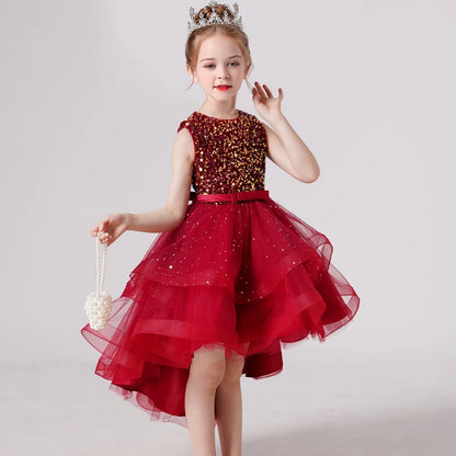 Sequin Lace Design Girls Fluffy Wedding/Party Dresses childrensterritory