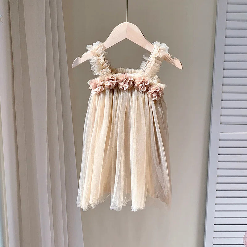 Little Girls 3D Flower Design Tutu Princess Dresses for Summer childrensterritory