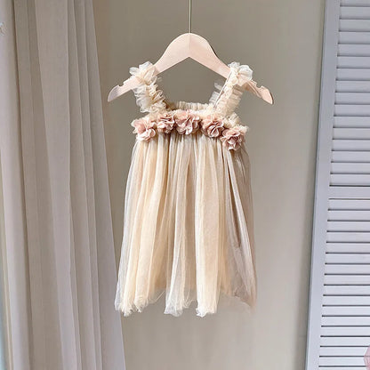 Little Girls 3D Flower Design Tutu Princess Dresses for Summer childrensterritory