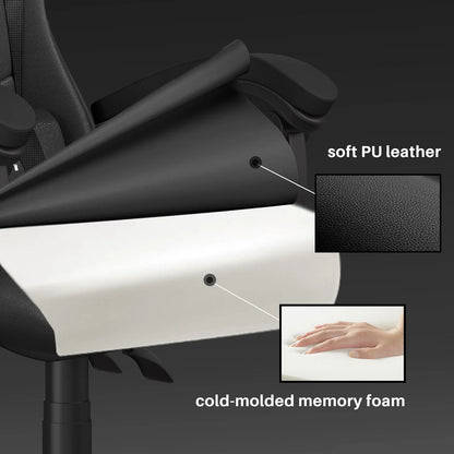 PU Leather Gaming Chair with Headrest and Lumbar Support childrensterritory
