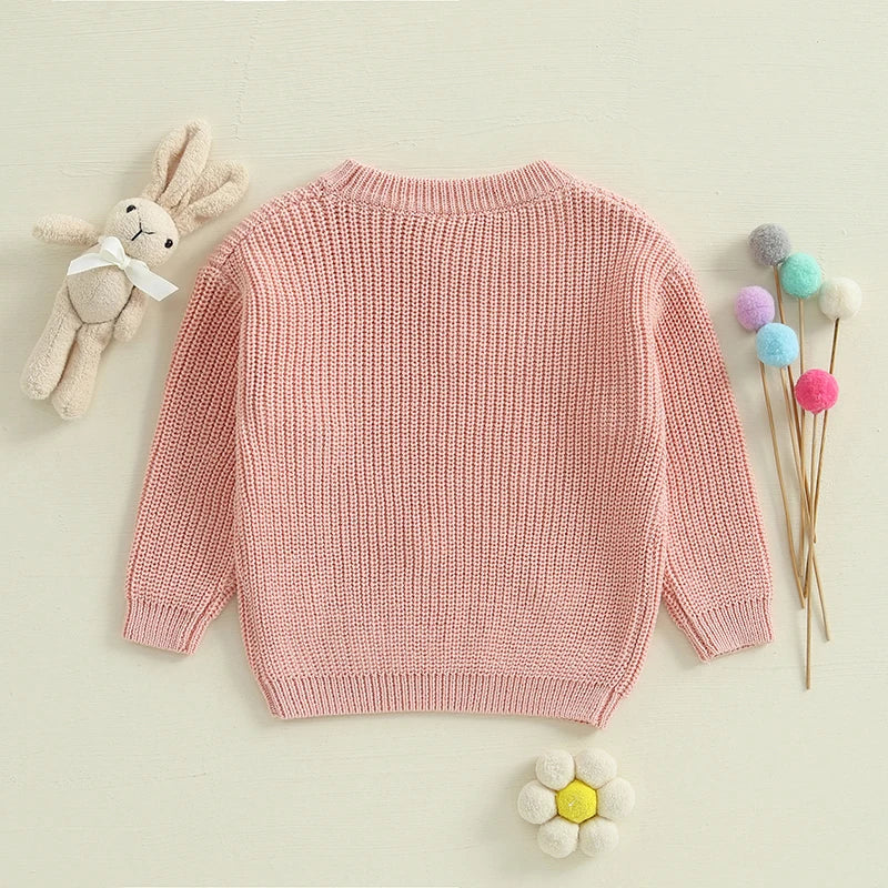 Baby Girls Cartoon Embroidery Knitted Easter Sweater childrensterritory