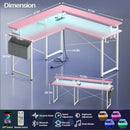 Corner Gaming Desk With LED Lights and Storage Shelves childrensterritory