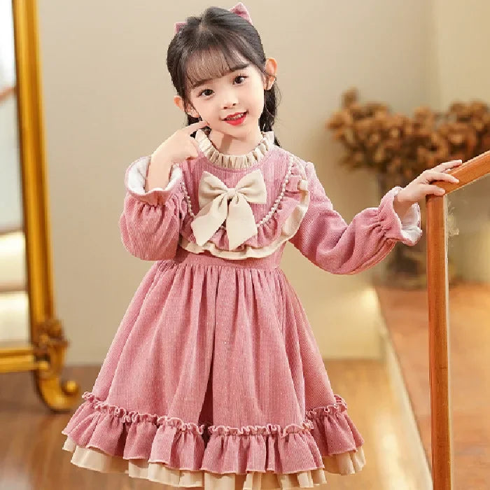 Baby Girls’ Elegant Long-Sleeve Winter Dresses