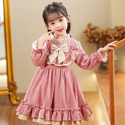 Baby Girls’ Elegant Long-Sleeve Winter Dresses