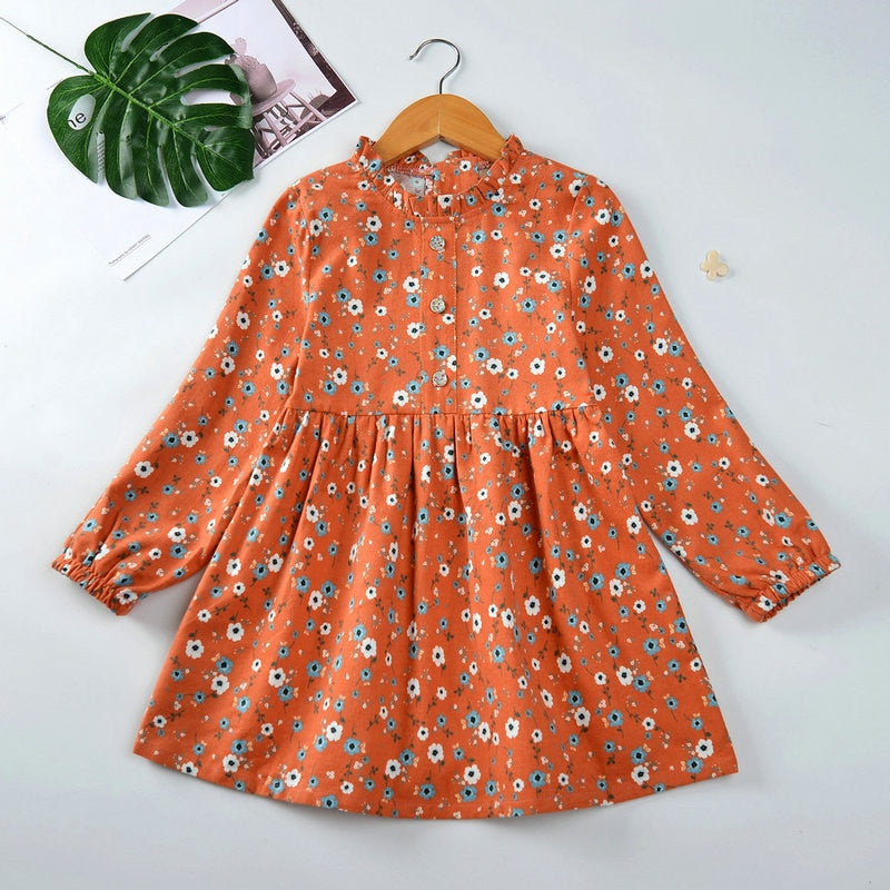 Kids Girls Long Sleeve Floral Party Dresses childrensterritory