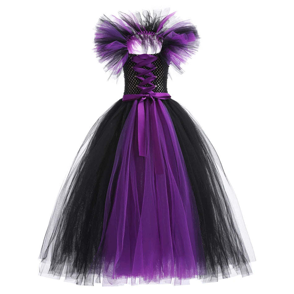 Kids Girls Demon Queen Maleficent Halloween Costume