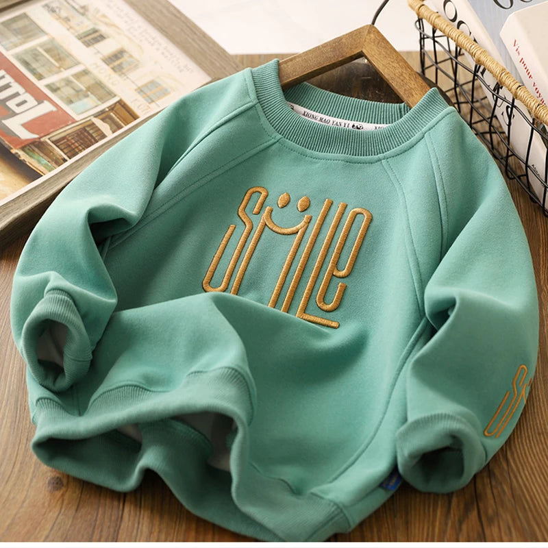 Big Size Letter Smile Design Teenager Boys Sweatshirts childrensterritory